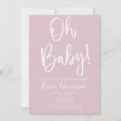Minimale Oh Baby! Roze Baby Girl Baby shower Kaart (Voorkant)
