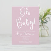 Minimale Oh Baby! Roze Baby Girl Baby shower Kaart (Staand voorkant)