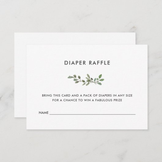 Minimale olievlek | Baby shower Diaper Raffle Informatiekaartje (Voorkant / Achterkant)