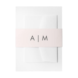 Minimale olievlek   Blush Pink Weddennemonogram Uitnodigingen Wikkel