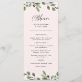 Minimale olievlek | Blush roze bruiloft Menu (Voorkant)