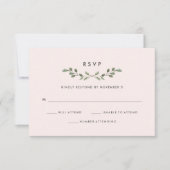 Minimale olievlek | Blush roze bruiloft RSVP Kaartje (Voorkant)