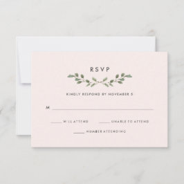 Minimale olievlek | Blush roze bruiloft RSVP Kaartje