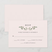 Minimale olievlek | Blush roze bruiloft RSVP Kaartje (Voorkant / Achterkant)