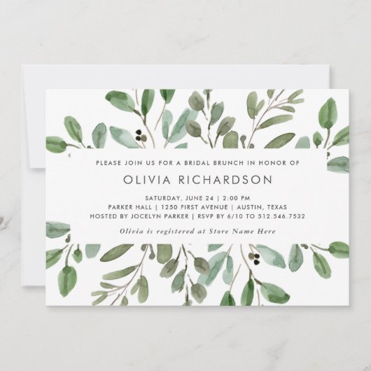 Minimale olievlek | Bridal Brunch Kaart (Voorkant)