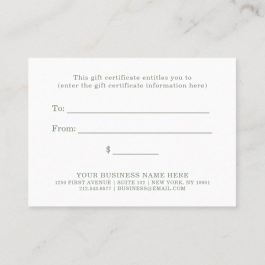 Minimale olievlek | Cadeaubon Kortingskaartje (Achterkant)