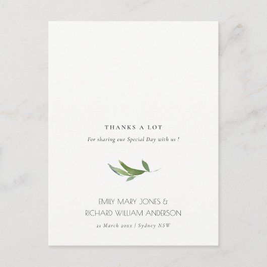 Minimale olievlek Greenery Wedding Bedankt Briefkaart (Voorkant)
