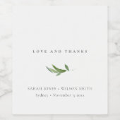 Minimale olievlek Greenery Wedding Bedankt Wijn Etiket (Enkel label)