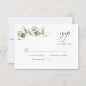 Minimale olievlek met de groene eucalyptus RSVP kaartje (Voorkant)
