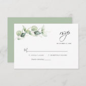 Minimale olievlek met de groene eucalyptus RSVP kaartje (Voorkant / Achterkant)