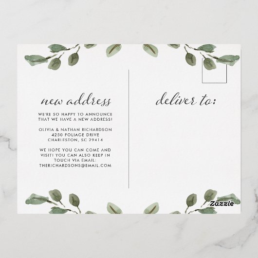 Minimale olievlek met goudolie | Verplaatsingsaank Folie Uitnodiging Briefkaart (Achterkant)