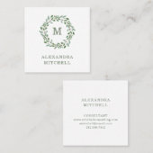 Minimale olievlek | Monogram Vierkante Visitekaartje (Voorkant / Achterkant)