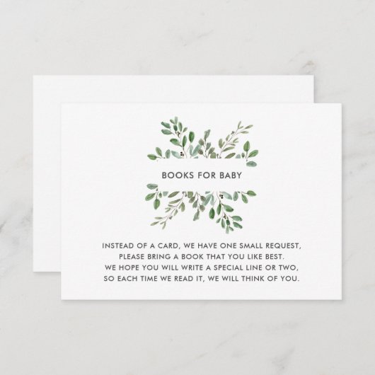 Minimale olievlek | Verzoek om Baby shower Book Informatiekaartje (Voorkant / Achterkant)