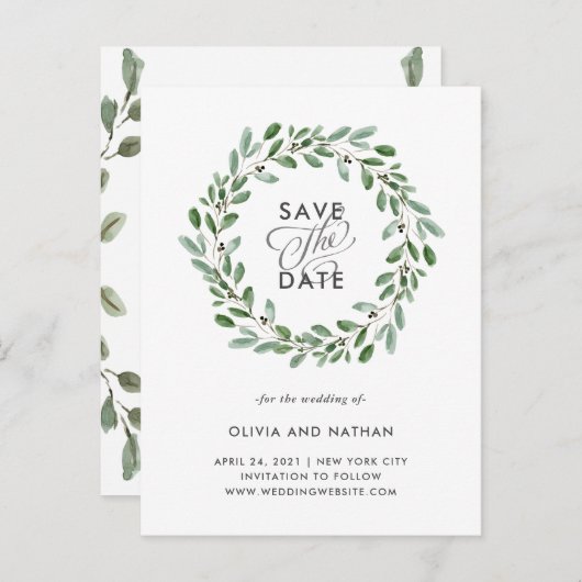 Minimale olievlek | Weddenschap Save the Date Aankondigingskaart (Voorkant / Achterkant)