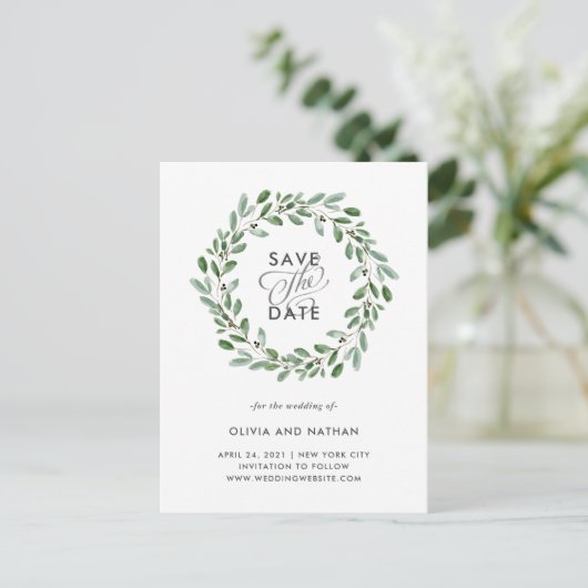 Minimale olievlek | Weddenschap Save the Date Aankondigingskaart (Staand voorkant)