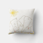 Minimale olifant en hippo - Geel en wit Kussen (Achterkant)