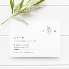 Minimale Olijf Monogram Huwelijk RSVP Kaart