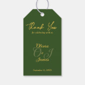 Minimale Olijfgroen en Gouden bruiloft Dank u Cadeaulabel (Achterkant)