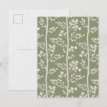 Minimale olijfgroene bloemensilhouet streep kunst