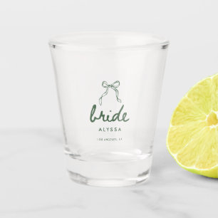 Minimale Olijfgroene Coquette Aangepaste Bruidsnaa Shot Glas