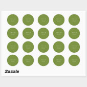 Minimale olijfgroene "Dank je" aangepaste trouw Ronde Sticker (Vel)