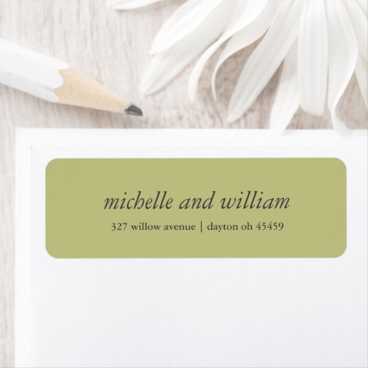 Minimale Olijfgroene en grijze bruiloft gepersonal Etiket (Insitu)