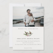 Minimale Olijfstok Foliage Photo Wedding Invite Bedankkaart (Voorkant)