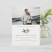 Minimale Olijfstok Foliage Photo Wedding Invite Bedankkaart (Staand voorkant)