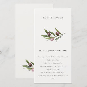 Minimale olijftak blad baby shower uitnodiging