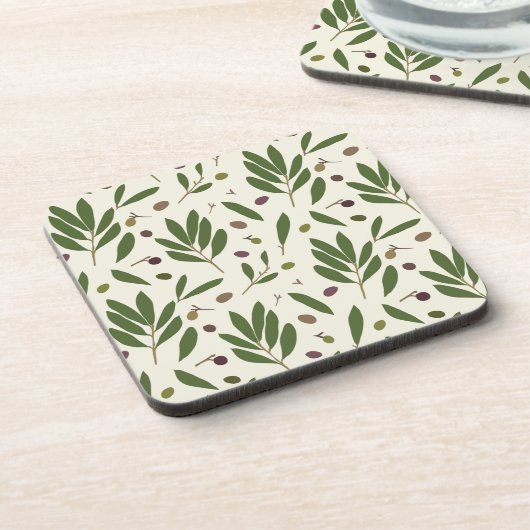 Minimale olijven en bijkantoren - naadloos patroon bier onderzetter (Linkerzijde)