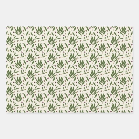 Minimale olijven en bijkantoren - naadloos patroon inpakpapier vel (Voorkant 3)