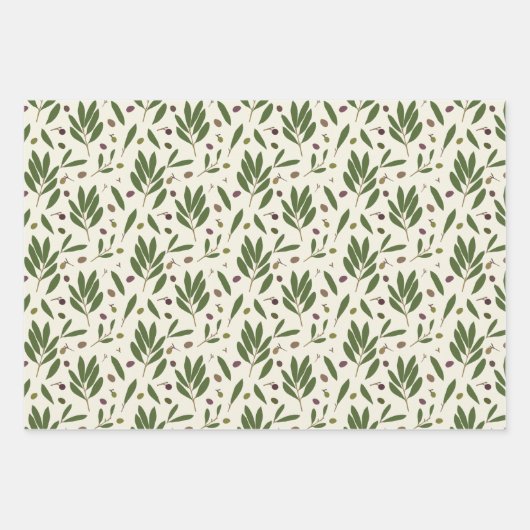 Minimale olijven en bijkantoren - naadloos patroon inpakpapier vel (Voorkant)