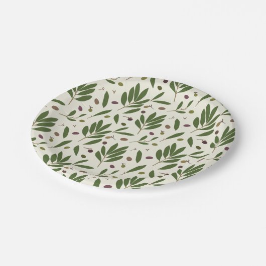 Minimale olijven en bijkantoren - naadloos patroon papieren bordje (Gekanteld)