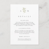 Minimale Olive Branch Wedding Details Informatiekaartje (Voorkant)