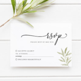 Minimale Olive Branch Wedding RSVP Kaart