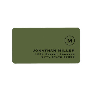 Minimale Olive Classic Monogram Return Address Etiket