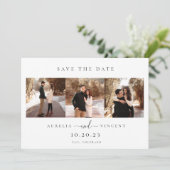 Minimale Olive Green Weddenfoto Save The Date (Staand voorkant)