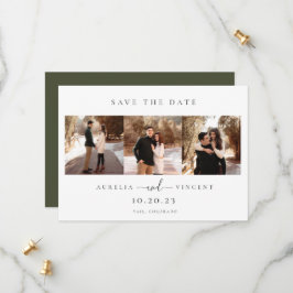 Minimale Olive Green Weddenfoto Save The Date