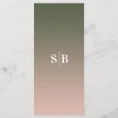 Minimale ombre Hunter Green & Pink Wedding Menu (Achterkant)