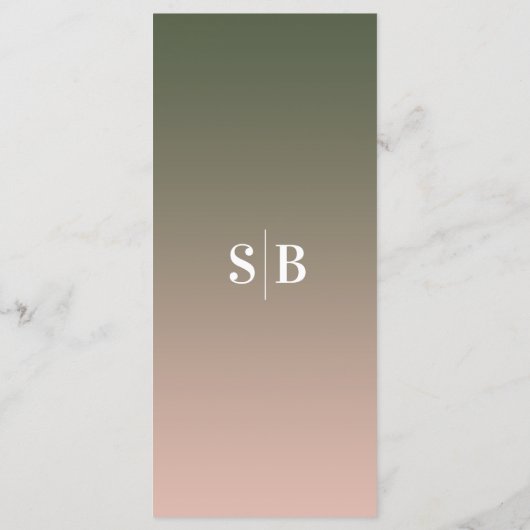 Minimale ombre Hunter Green & Pink Wedding Menu (Achterkant)