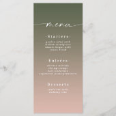 Minimale ombre Hunter Green & Pink Wedding Menu (Voorkant)