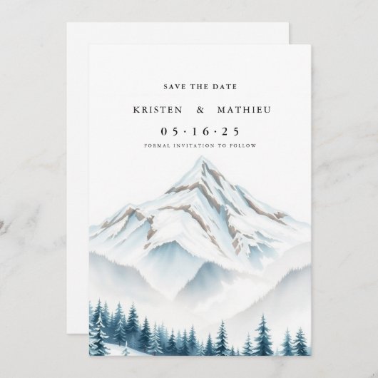 Minimale online berg save the date (Voorkant / Achterkant)