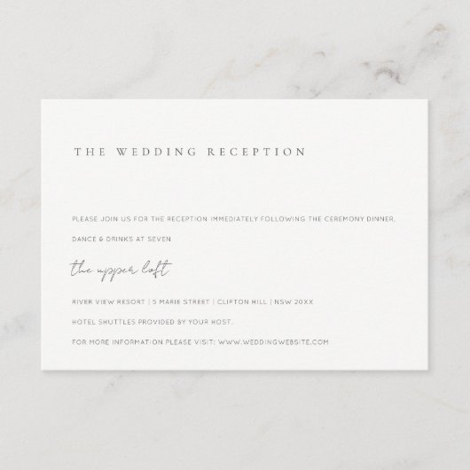 Minimale ontvangst van een zwart-wit-Typografie Informatiekaartje (Voorkant)