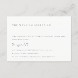 Minimale ontvangst van een zwart-wit-Typografie Informatiekaartje