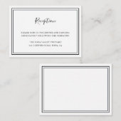 Minimale ontvangst van zwarte en witte bruiloft informatiekaartje (Voorkant / Achterkant)