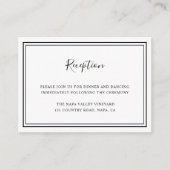 Minimale ontvangst van zwarte en witte bruiloft informatiekaartje (Voorkant)