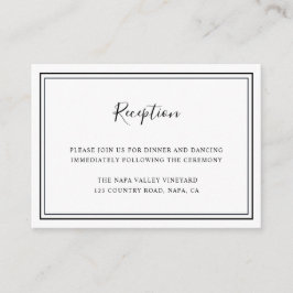 Minimale ontvangst van zwarte en witte bruiloft informatiekaartje