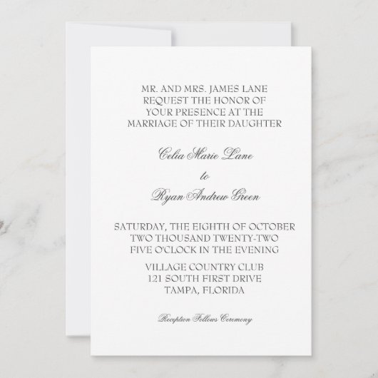 Minimale Ontwerp Eenvoudige Huwelijksuitnodiging Kaart (Voorkant)