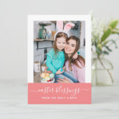 Minimale oogfoto van Elegant Roze Manuscript Feestdagenkaart (Staand voorkant)