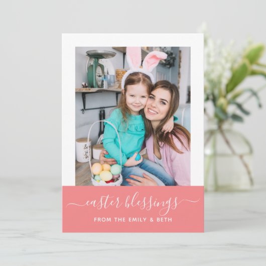 Minimale oogfoto van Elegant Roze Manuscript Feestdagenkaart (Staand voorkant)